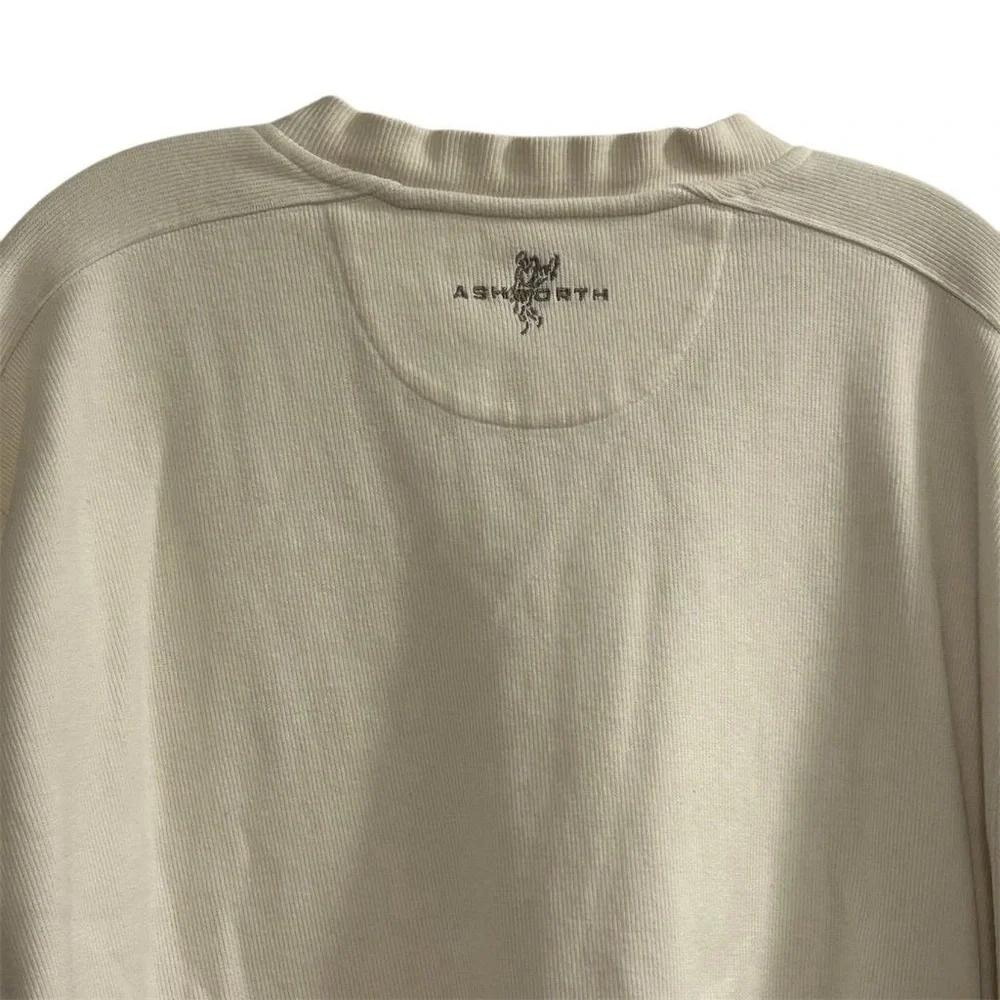 Ashworth Men's V-Neck Golf Pullover Sweater Beige Size L‎ Side Pockets